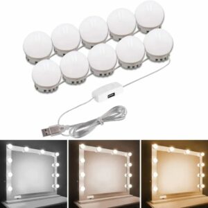 LED Vanity Mirror Lights – 10 Bulbs with 3 Light Modes