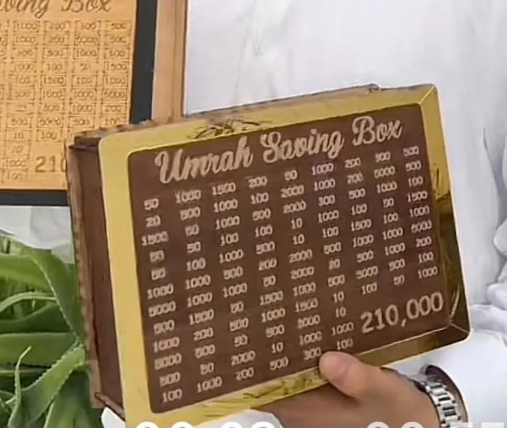 Umrah Saving Box – 280 Days Wooden Money Jar
