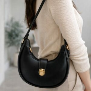 Moon-Shaped Bag – Artificial Leather, Trendy Design