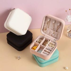 Mini Travel Jewellery Box Case with Faux Leather