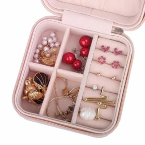 Mini Travel Jewellery Box Case with Faux Leather