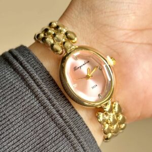 "Elegant Women’s Watch – Oval Ultra-Thin Dial, Stainless Band"
