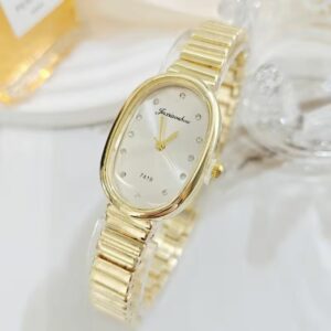 "Elegant Women’s Watch – Oval Ultra-Thin Dial, Stainless Band"