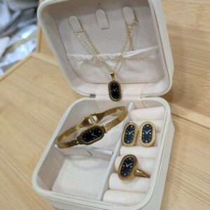 "Stylish Jewelry Set – Locket, Earrings, Ring & Bangle"