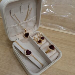 "Stylish Jewelry Set – Locket, Earrings, Ring & Bracelet"
