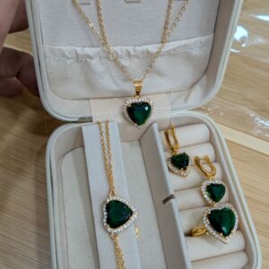 "Stylish Jewelry Set – Locket, Earrings, Ring & Bracelet"