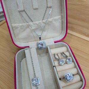 "Stylish Jewelry Set – Locket, Earrings, Ring & Bracelet"