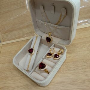 "Stylish Jewelry Set – Locket, Earrings, Ring & Bracelet"
