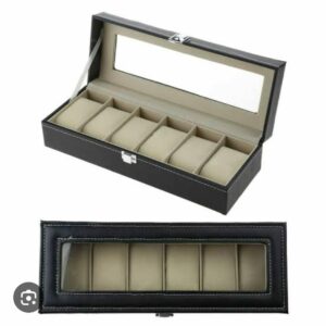 "12-Slot Black Leather Watch Storage Box – Premium Display Case"