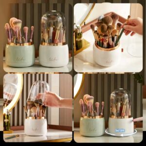 "360° Rotating Makeup Brush Holder – Waterproof Dustproof Organizer"