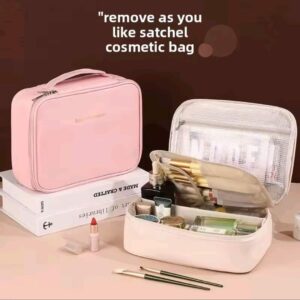 "Double-Layer Travel Makeup Organizer – Large Capacity Bag"