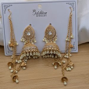 Polki Jhumki Sahara Earrings – Beaded Tassel, Multi-Color