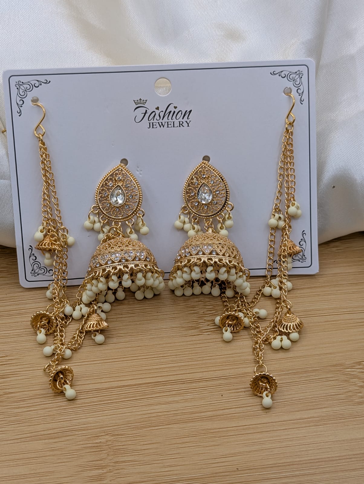 Polki Jhumki Sahara Earrings – Beaded Tassel, Multi-Color - Image 11