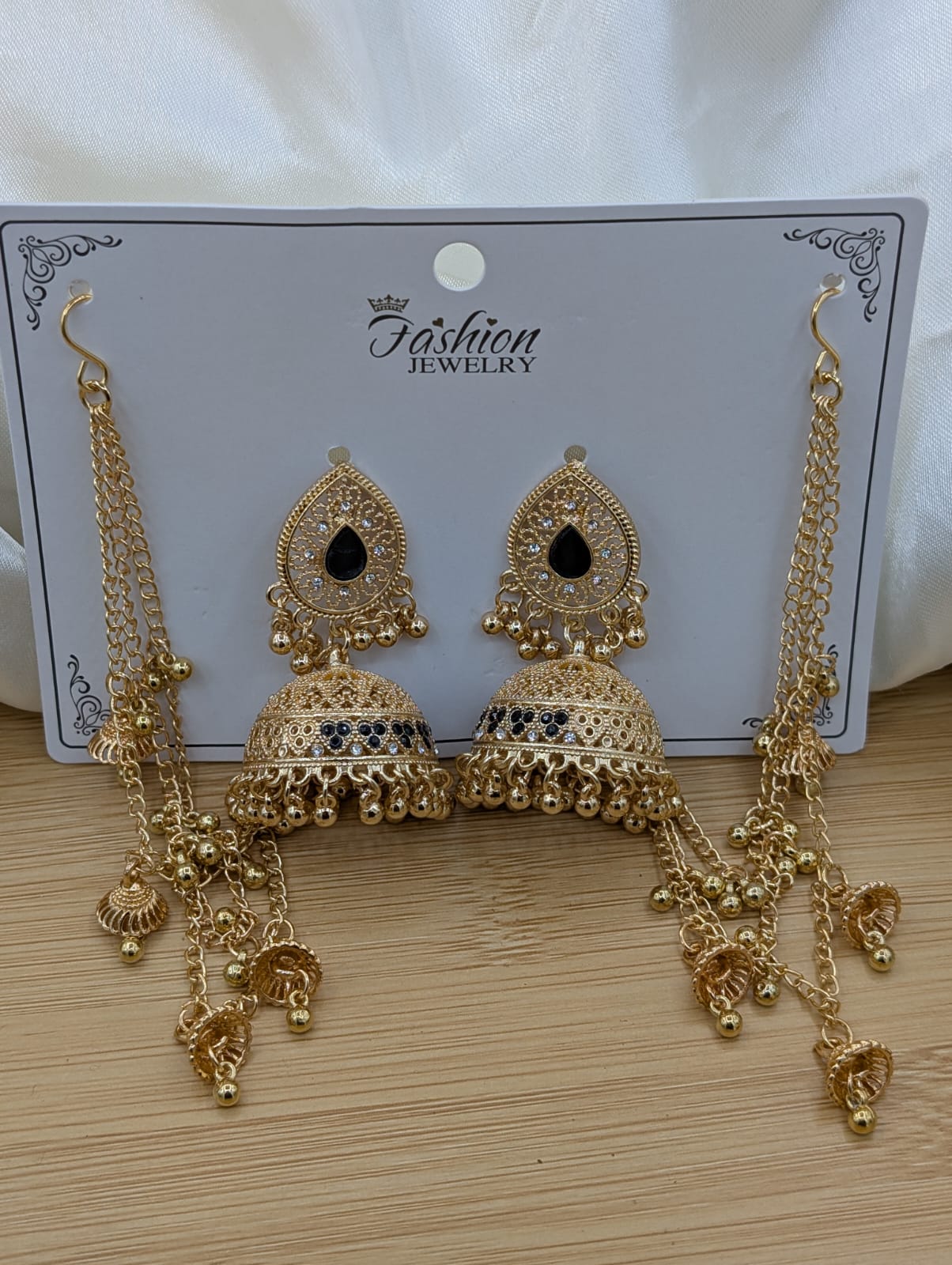 Polki Jhumki Sahara Earrings – Beaded Tassel, Multi-Color - Image 9