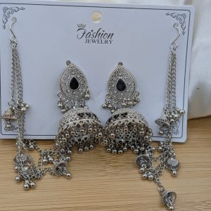 Polki Jhumki Sahara Earrings – Beaded Tassel, Multi-Color