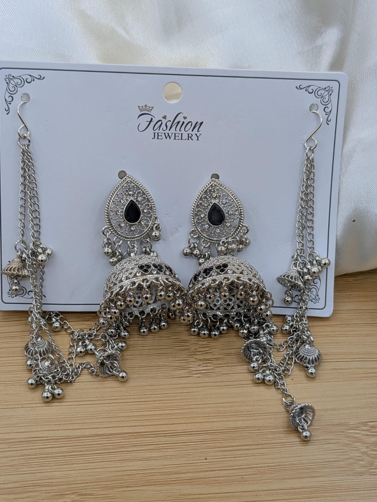 Polki Jhumki Sahara Earrings – Beaded Tassel, Multi-Color - Image 7
