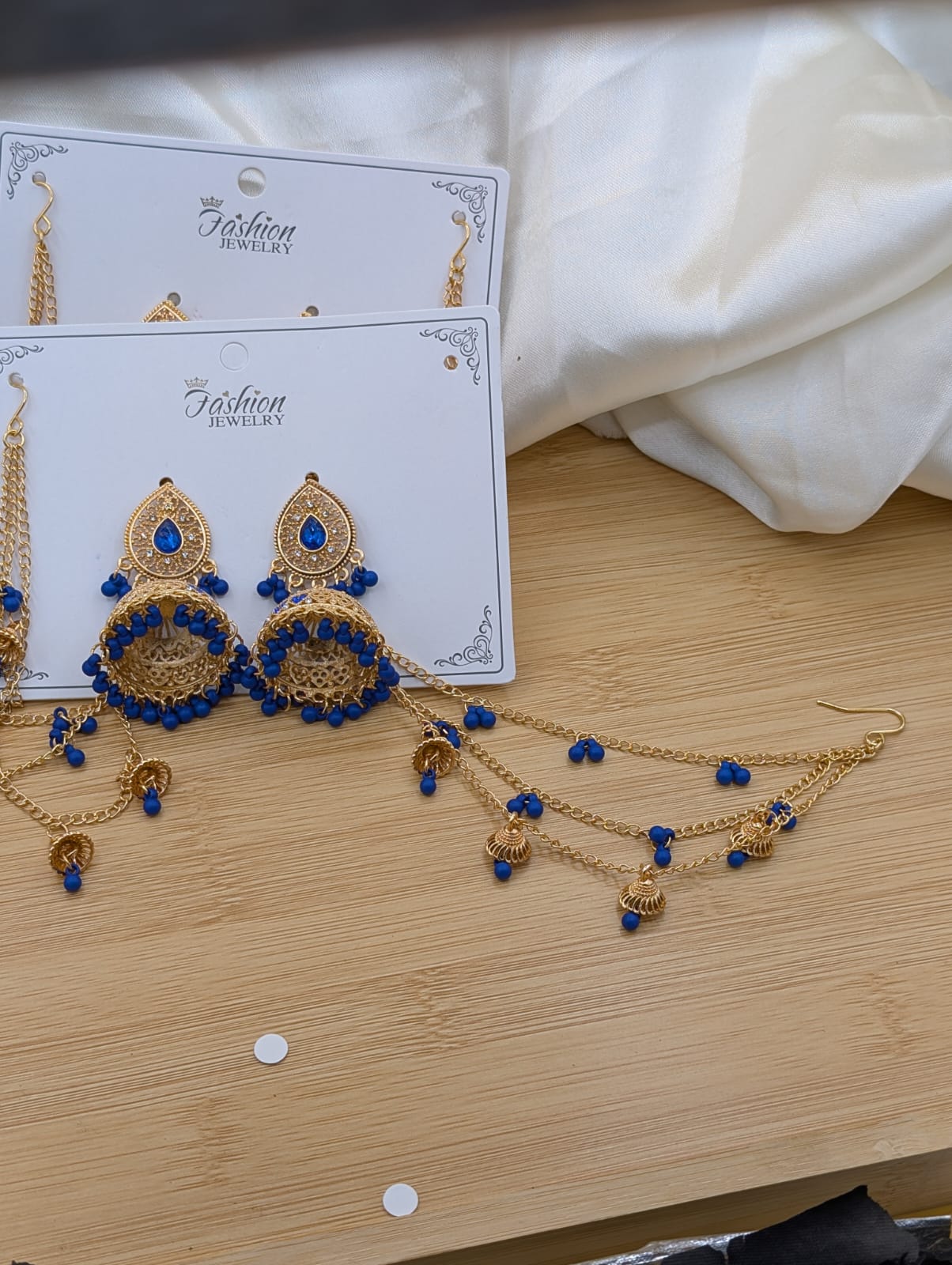 Polki Jhumki Sahara Earrings – Beaded Tassel, Multi-Color - Image 12