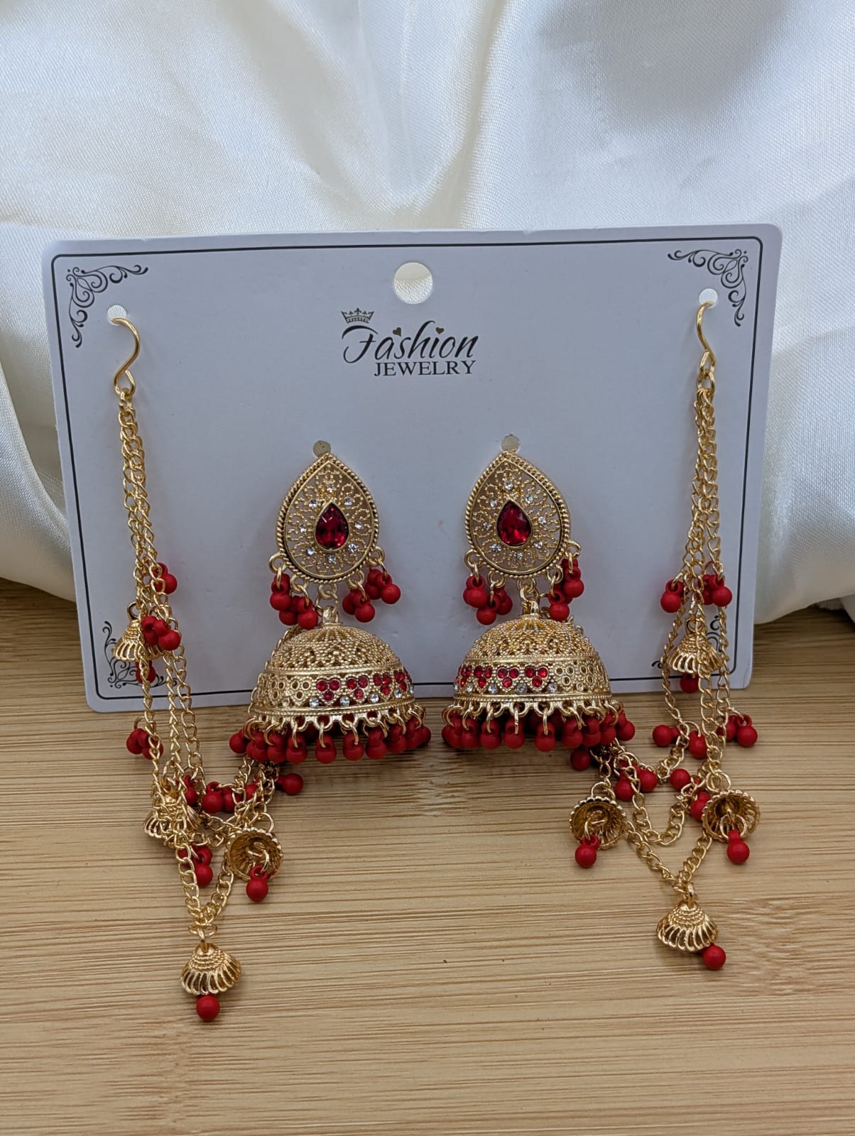 Polki Jhumki Sahara Earrings – Beaded Tassel, Multi-Color - Image 8