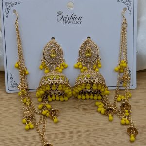Polki Jhumki Sahara Earrings – Beaded Tassel, Multi-Color