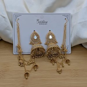 Polki Jhumki Sahara Earrings – Beaded Tassel, Multi-Color