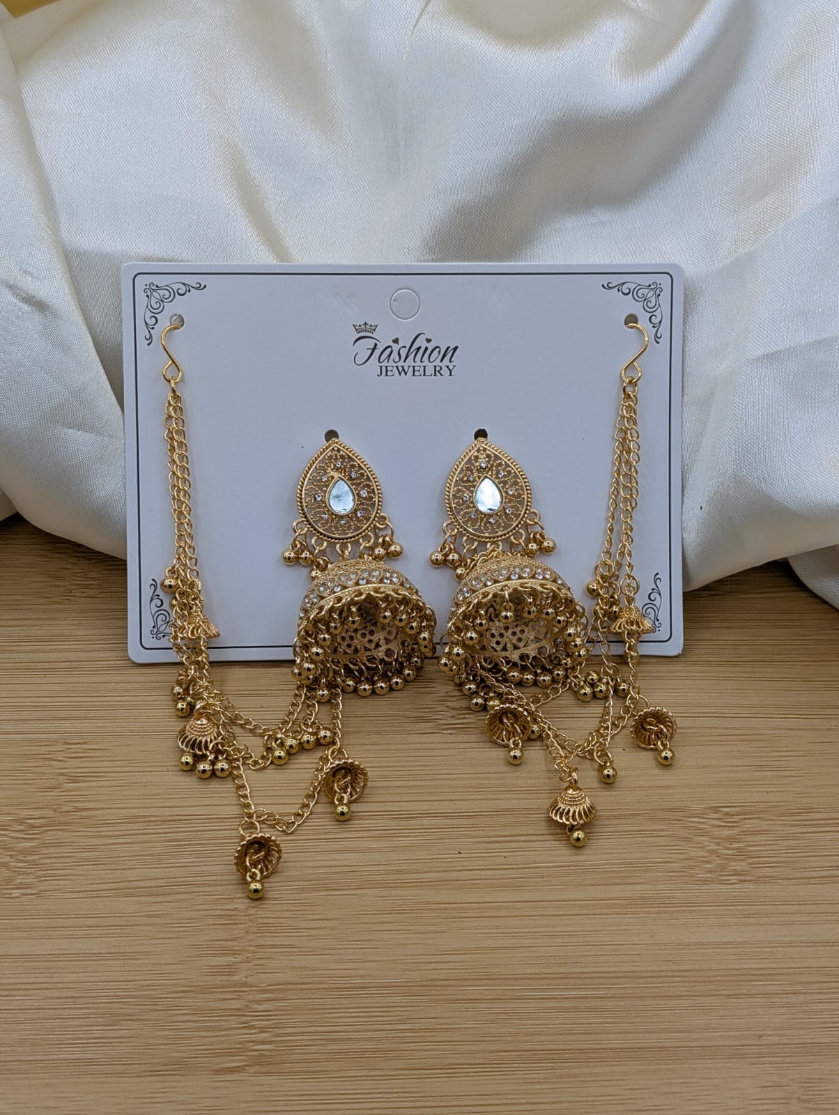 Polki Jhumki Sahara Earrings – Beaded Tassel, Multi-Color
