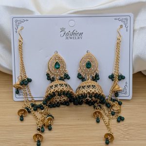 Polki Jhumki Sahara Earrings – Beaded Tassel, Multi-Color