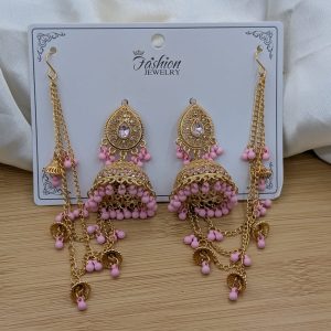 Polki Jhumki Sahara Earrings – Beaded Tassel, Multi-Color