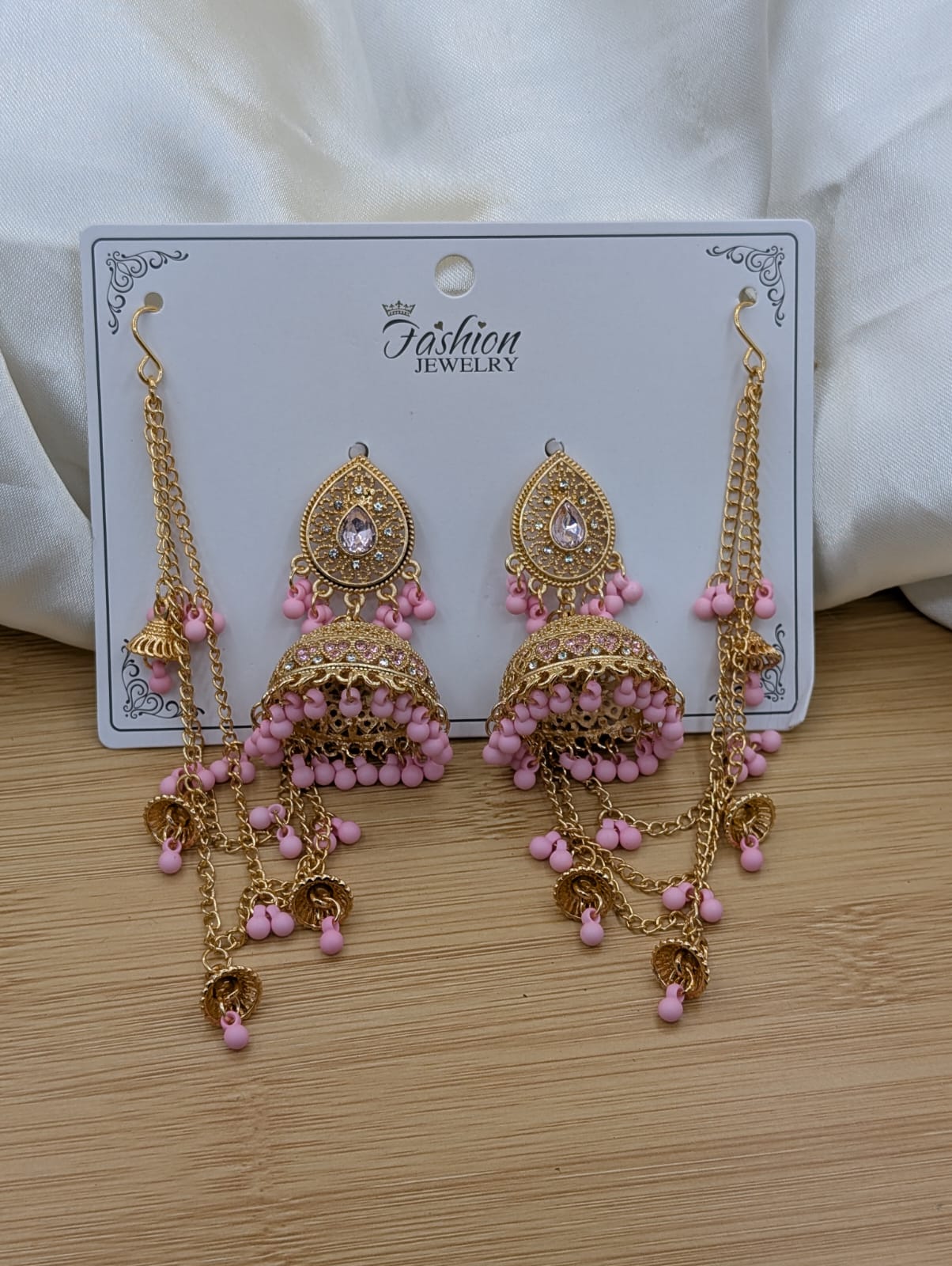 Polki Jhumki Sahara Earrings – Beaded Tassel, Multi-Color - Image 5