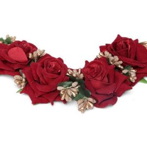 Red Rose Artificial Juda – Bridal Floral Bun Hair Accessory