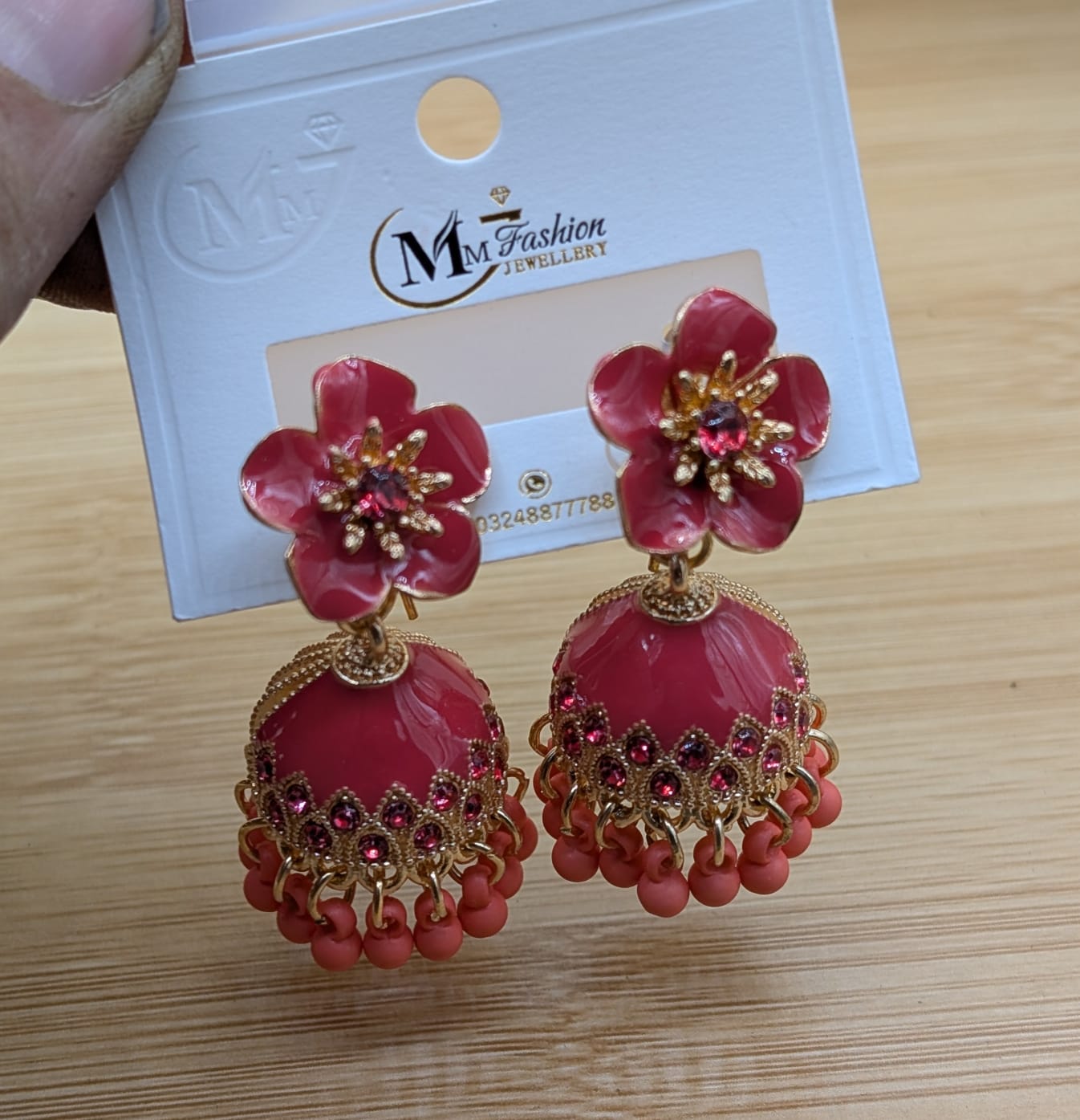 Women’s Flower Jhumka Earrings – Jewelry - Image 2