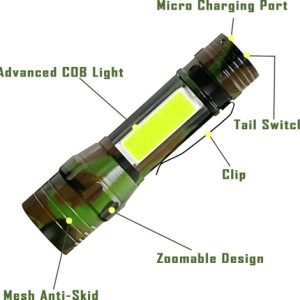 ARMY LED Pocket Torch – Rechargeable Emergency Flashlight