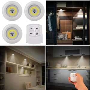 3 LED Spotlight with Remote – Wireless Cabinet Light