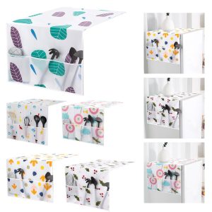 Waterproof Fridge Dust Cover with 6 Storage Pockets