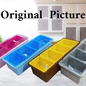 4-Piece Spice Rack Set with Transparent Lids & Spoons
