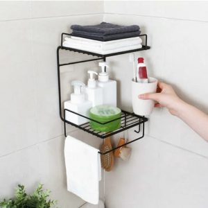 Bathroom Corner Shelf with Towel Hanger
