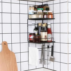 Bathroom Corner Shelf with Towel Hanger