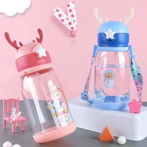 Kids Sipper Water Bottle with Straw & Strap
