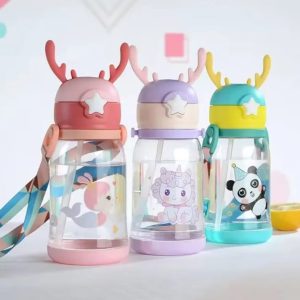 Kids Sipper Water Bottle with Straw & Strap