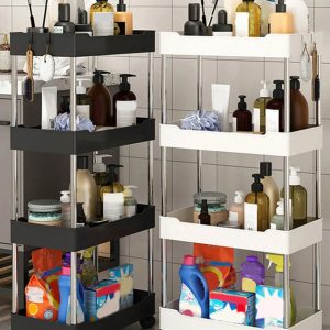 4 Tier Rolling Utility Cart – Slim Storage Organizer