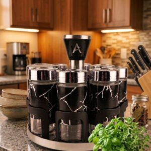 8 Bottle Spice Set Elegant Glass Kitchen Organizer