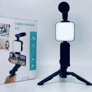 Vlogging Kit Tripod Mic LED Light for Smartphone