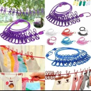 12 Clips Stainless Steel Clothesline Portable Drying