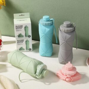 600ml Silicone Folding Water Bottle Portable Travel