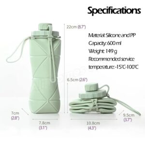 600ml Silicone Folding Water Bottle Portable Travel