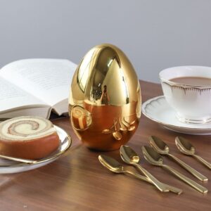 6 Pcs Luxury Gold Egg Shape Cutlery Holder Set