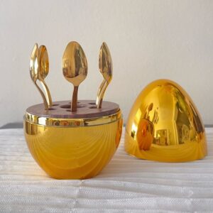 6 Pcs Luxury Gold Egg Shape Cutlery Holder Set