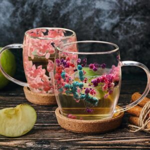 Flower Double Layer Glass Coffee & Milk Cup
