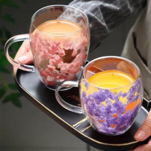 Flower Double Layer Glass Coffee & Milk Cup