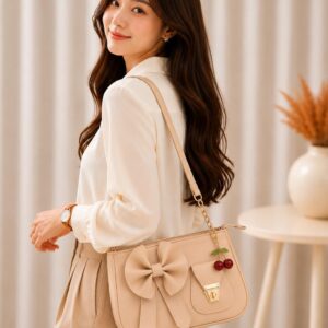 Cute Bow Stylish Purse with Cherry Keychain