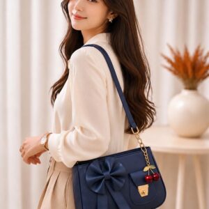 Cute Bow Stylish Purse with Cherry Keychain